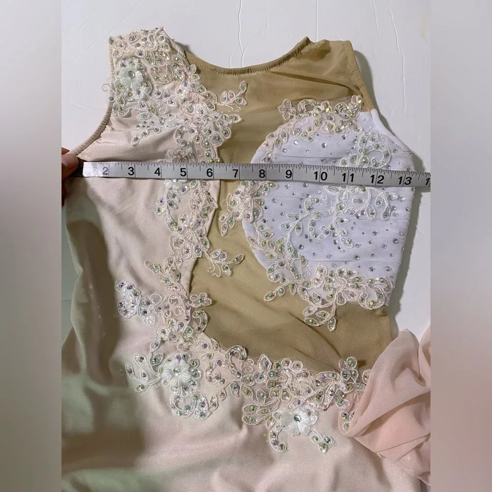 Glamour competition solo dance costume blush pink nude illusion lyrical SA adult